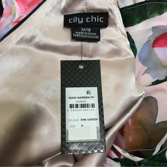 NWT CITY CHIC Garden Maxi Dress Pink Size 18 - Picture 16 of 16